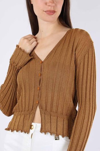 Cardigan Lurex Cammello - 7