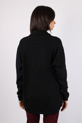 Cardigan Inserto Costina Lungh Nero - 3