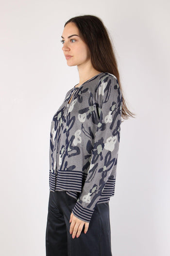 Cardigan Jacquard Lurex Blu/salina - 7