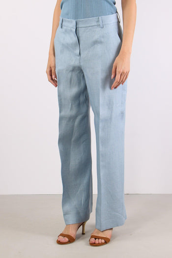 Malizia Pantalone Dritto Lino Azzurro - 3