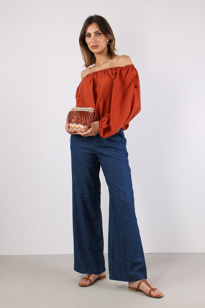 Pantalone Chambray Gamba Dritt Denim