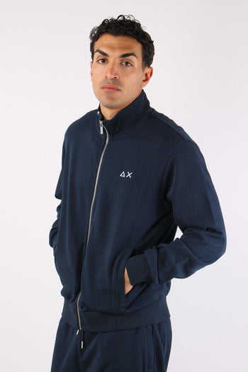 Felpa Full Zip Collo In Piedi Navy Blue - 4
