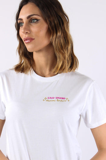 T-shirt Scritta Ricamo Caso Umano - 7
