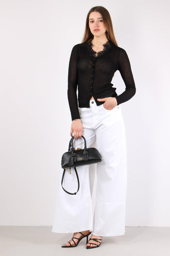 Ling Cardigan Inserto Pizzo Black - 3