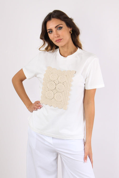 T-shirt Inserto Macrame Bianco