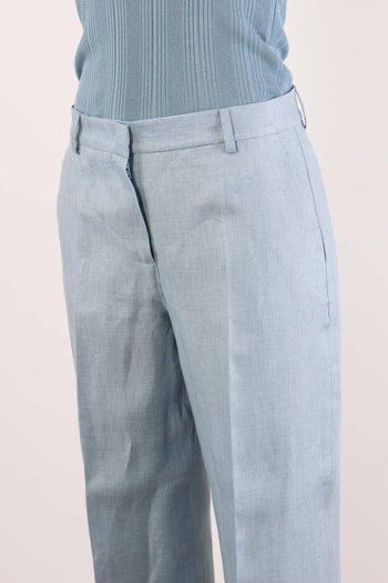 Malizia Pantalone Dritto Lino Azzurro - 7