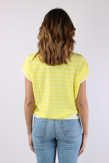 Maglia Scollo V Bottoni Riga Jasmine/white - 5