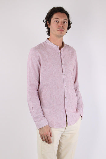 Camicia Lino Microriga Bordo - 6