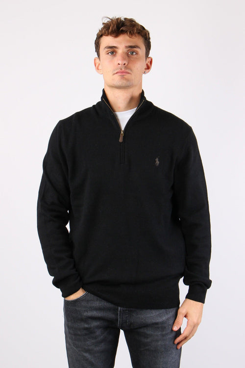 Pullover Mezza Zip Lana Polo Black