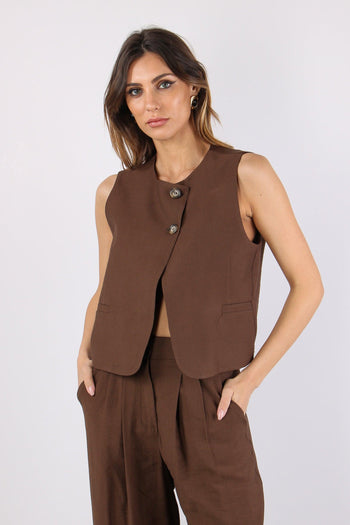 Gilet Abbottonatura Asimmetric Moro - 2