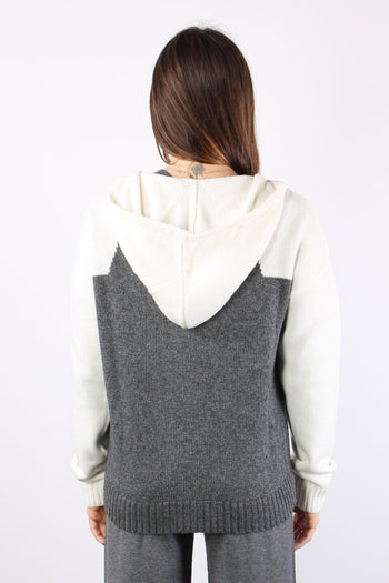 Maglia Zip Logo Bicolor Grigio/white Sugar - 3