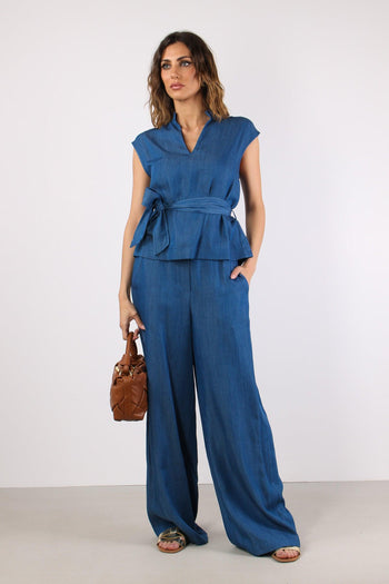 Pantalone Palazzo Chambry Denim - 5