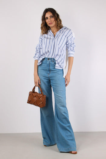 Tessile Camicia Cotone Riga Azzurro/bianco - 5