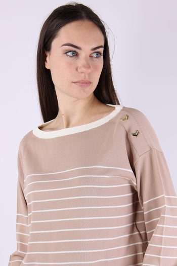 Maglia Riga Scollo Barca Almond/white - 7