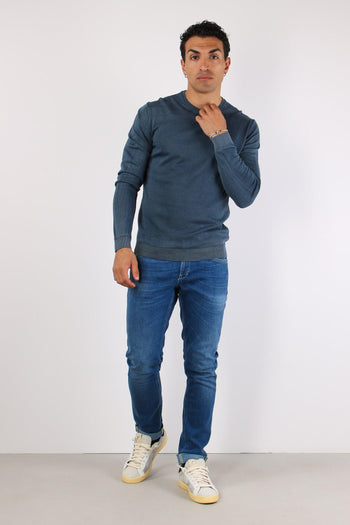 Girocollo Basico Cotone Night Blue - 5