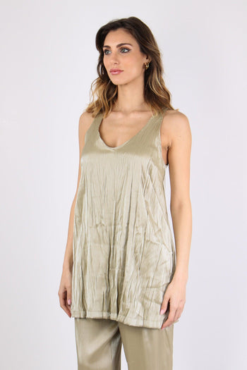 Blusa Smanicata Effetto Lucido Oyster - 2