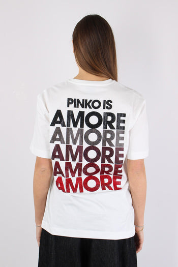 Strepitoso T-shirt Logo Strass Bianco/rosso - 6