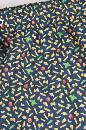 Costume Boxer Stampa Pasta Navy Blue - 9