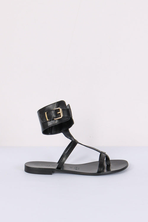 Sandalo Fibbia Caviglia Nero