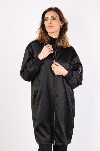 Bomber Lungo Effetto Raso Black - 6