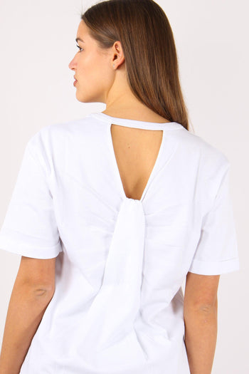 T-shirt Strass Apertura Dietro Bianco - 6