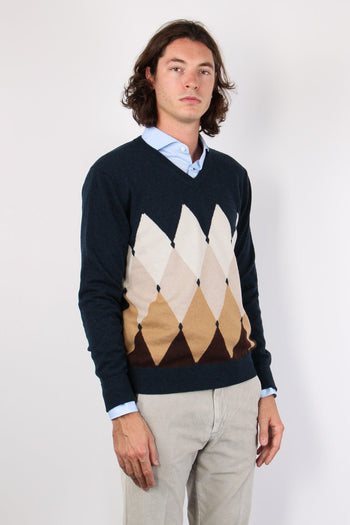 Maglia Scollo V Fantasia Tobacco/camel - 4