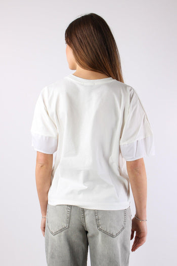 T-shirt Manica Fondo Popeline Panna - 4