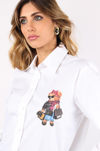 Camicia Over Stampa Orso Bianco - 4