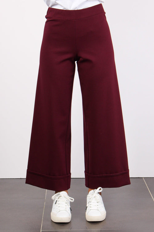 Pantalone Cropped Risvolto Bordeaux - 2