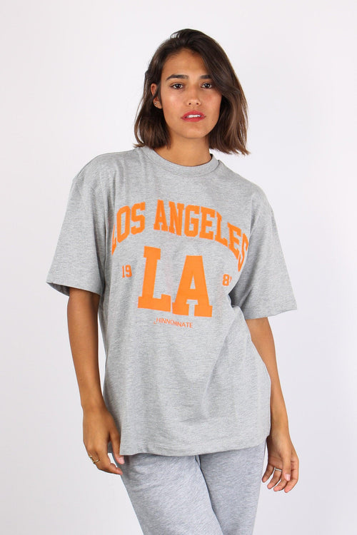 T-shirt Over Los Angeles Grigio Melange