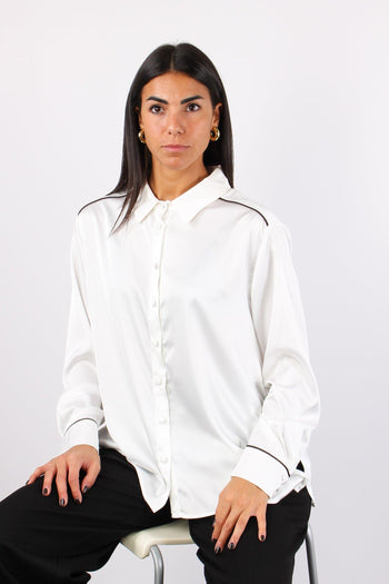 Camicia Effetto Raso Piping Panna - 3