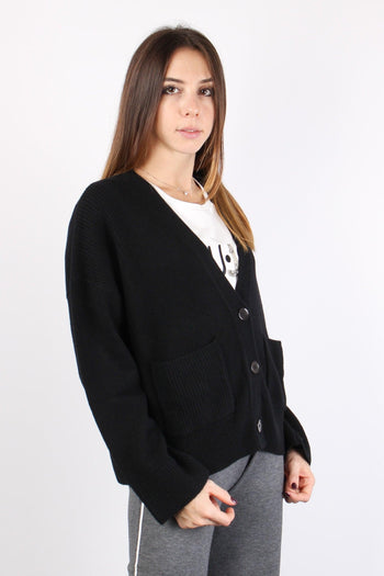 Cardigan Canettato Tasca Nero - 5