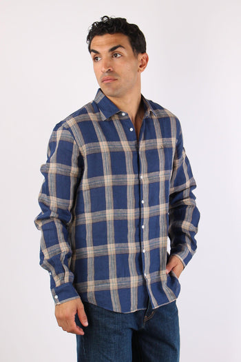 Camicia Madras Lino Navy - 6