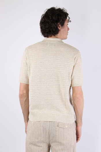 Polo Cotone Lavorato Beige - 5