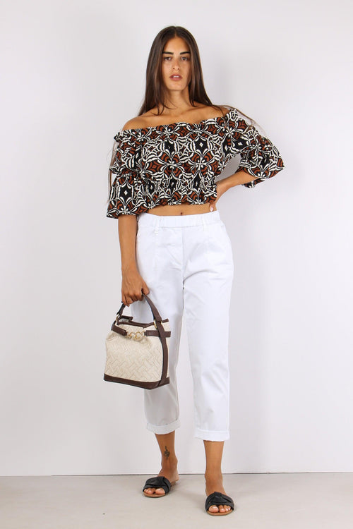 Pantalone Elastico Cotone Legg Bianco