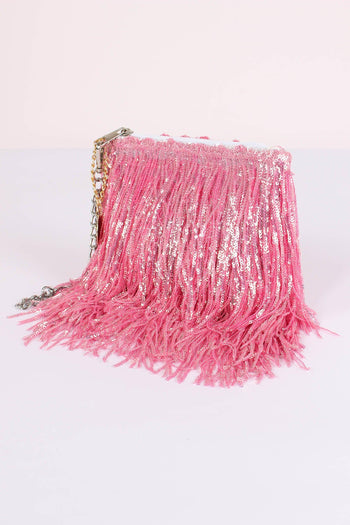 Pochette Paillettes Frange Pink - 4