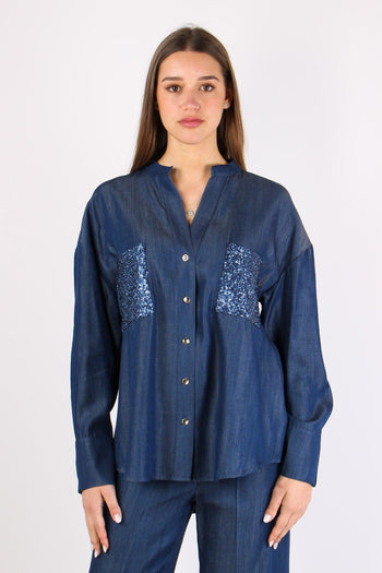 Camicia Chambry Inserto Paille Blu - 2