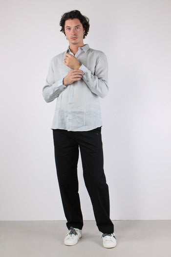Camicia Lino Colletto Celeste - 4