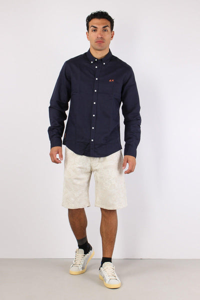 Camicia Basica Lino Navy Blue