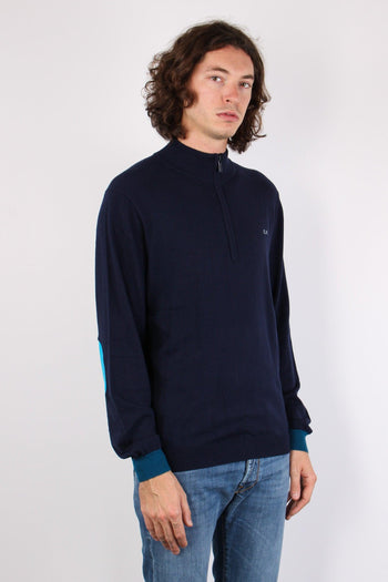 Mezza Zip Toppe Contrasto Navy Blue - 4