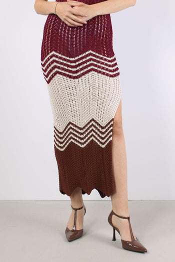 Abito Lungo Chevron Bordeaux - 8