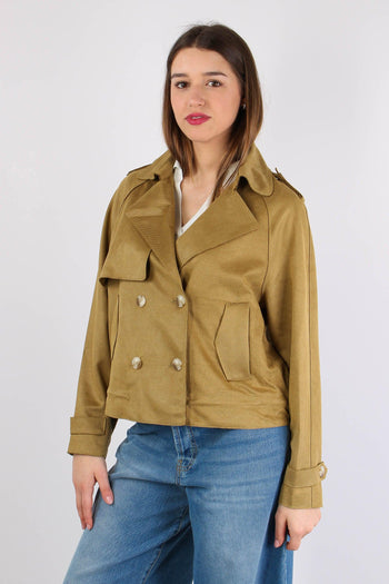 Peacot Corto Tessuto Diagonale Golden Olive - 7