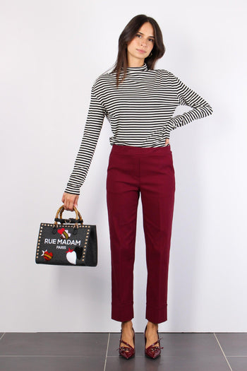 Pantalone Bengalina Risvolto Bordeaux - 3