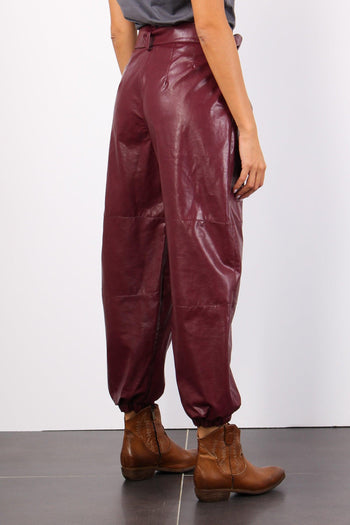 Pantalone Ecopelle Cintura Dark Wine - 6