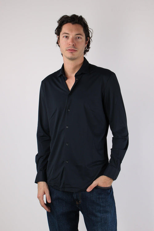 Camicia Tessuto Tecnico Blu Navy