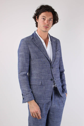 Giacca Misto Lino Blu - 7
