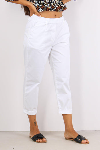 Pantalone Elastico Cotone Legg Bianco - 6
