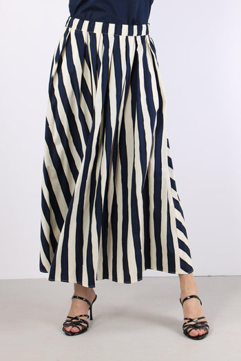 Uomo Gonna Cotone Riga Bianco/blu - 2