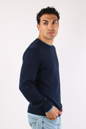 Maglia Collo Contrasto Navy Blue - 3