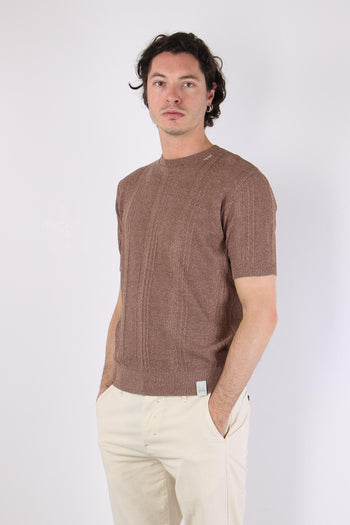T-shirt Cotone Lavorato Tabacco - 4